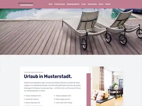 Moderne Ferienhaus Website mit natürlichen Erdtönen