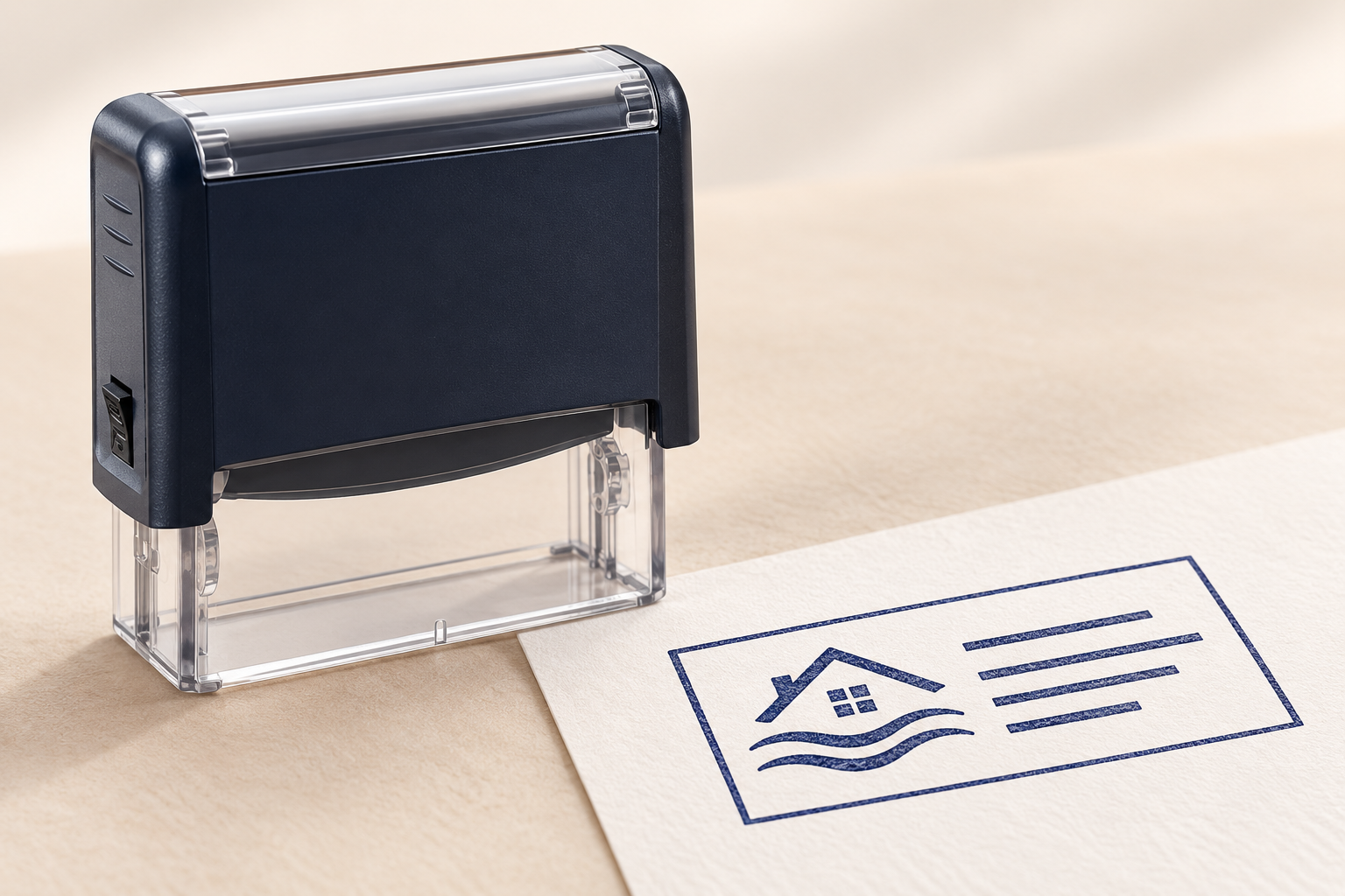 Selbstfärbender Stempel mit individuellem Stempelabdruck als Produkt-Mock-up