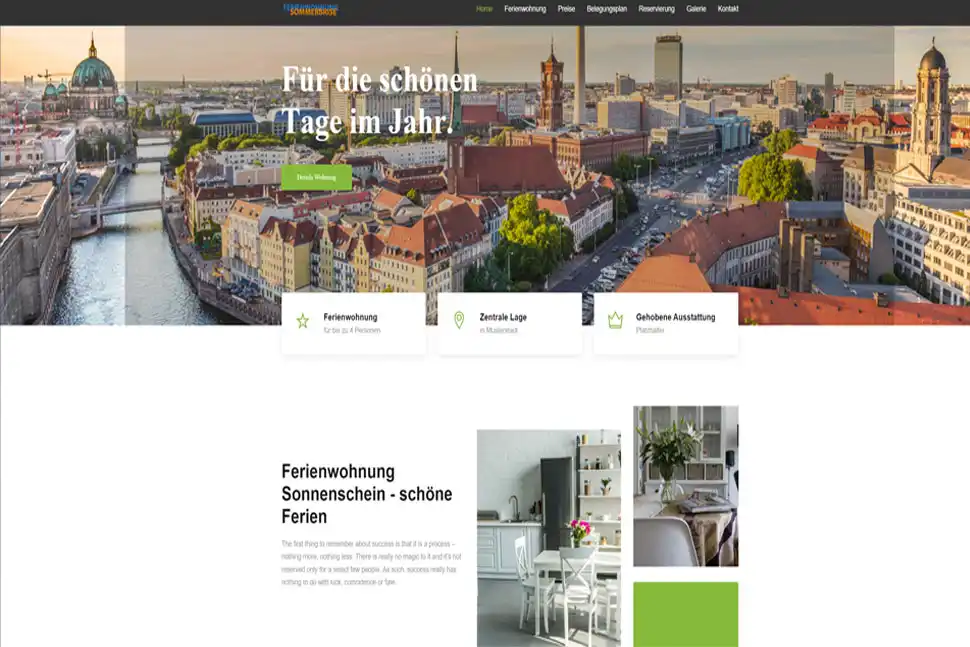 WordPress Website-Vorlage für Ferienwohnung